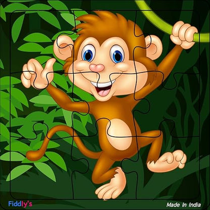 Fiddly's Wood Jigsaw Puzzles for Kids & Children - 9 Pieces | Animal & Sea - Pack of 6 | Age 3+