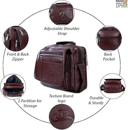 Leather World Sling Bag for Men PU Leather Messenger Cross Body Travel Office One Side Chest Shoulder Bag for Men & Women