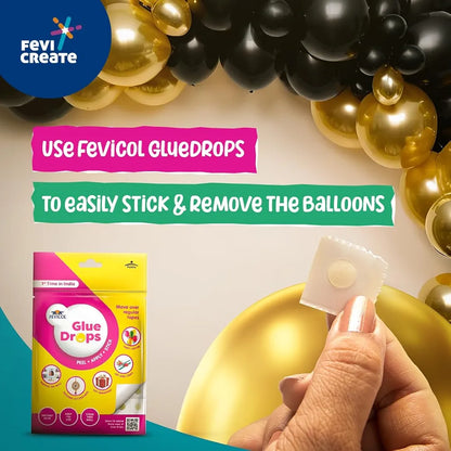 Fevicreate Unforgettable Celebrations with the Fevicreate Birthday Decor Kit - Metallic Balloons, Blowing Pump, Balloon Arch, Birthday Banner, Fevicol Glue Drops - Effortless Elegance!