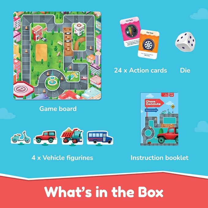 Bloomingo Board Game - Chaos Commute | Thrilling Traffic Adventure Game for Kids & Adults