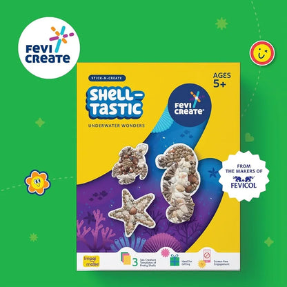 Fevicreate DIY Marine-Themed Fridge Magnet Kit Turtles, Seahorses and starfishes Designs with Art Materials All-in-one Art and Craft kit for Girls and Boys 5+ Years, Pack of 1