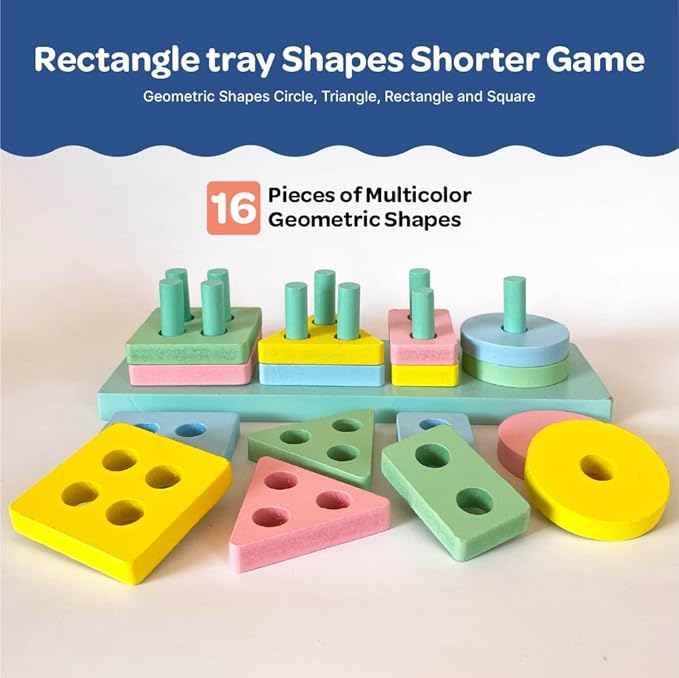 Mini Leaves Wooden Blocks Shapes Board Blocks Sorting and Stacking Montessori Education Geometric Colour Recognition Toys