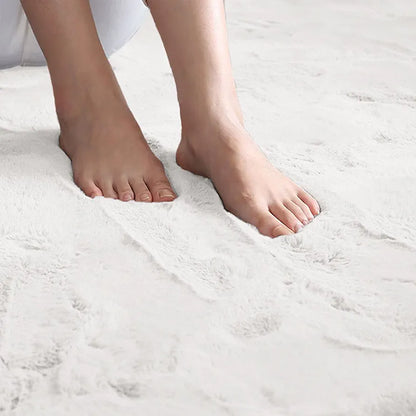 Luxe Home International Ruffle Floor Rug Rabbit Fur 1000 GSM Living Room Foot Mats 4 X 6 FtColour White
