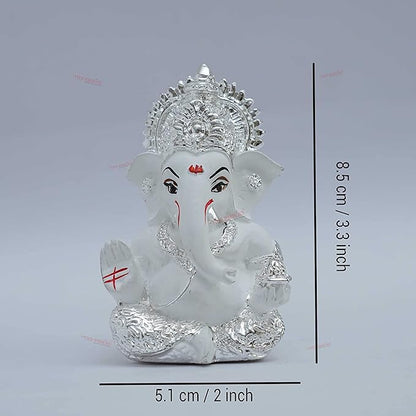 Tied Ribbons Decorative Small Ganesha Idol Statue Showpiece for Car Dashboard Decoration