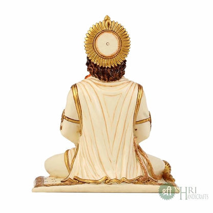 Indicast Resin 8" Inch Hanuman Ji Sitting Statue Fine Gold Painting Idol Gift Article Decorative Showpiece Handcrafted Balaji Murti