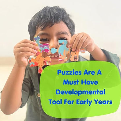 CocoMoco Kids World Map Puzzle for 3 to 6 Year Old Boys and Girls 56 Pieces Learning and Educational