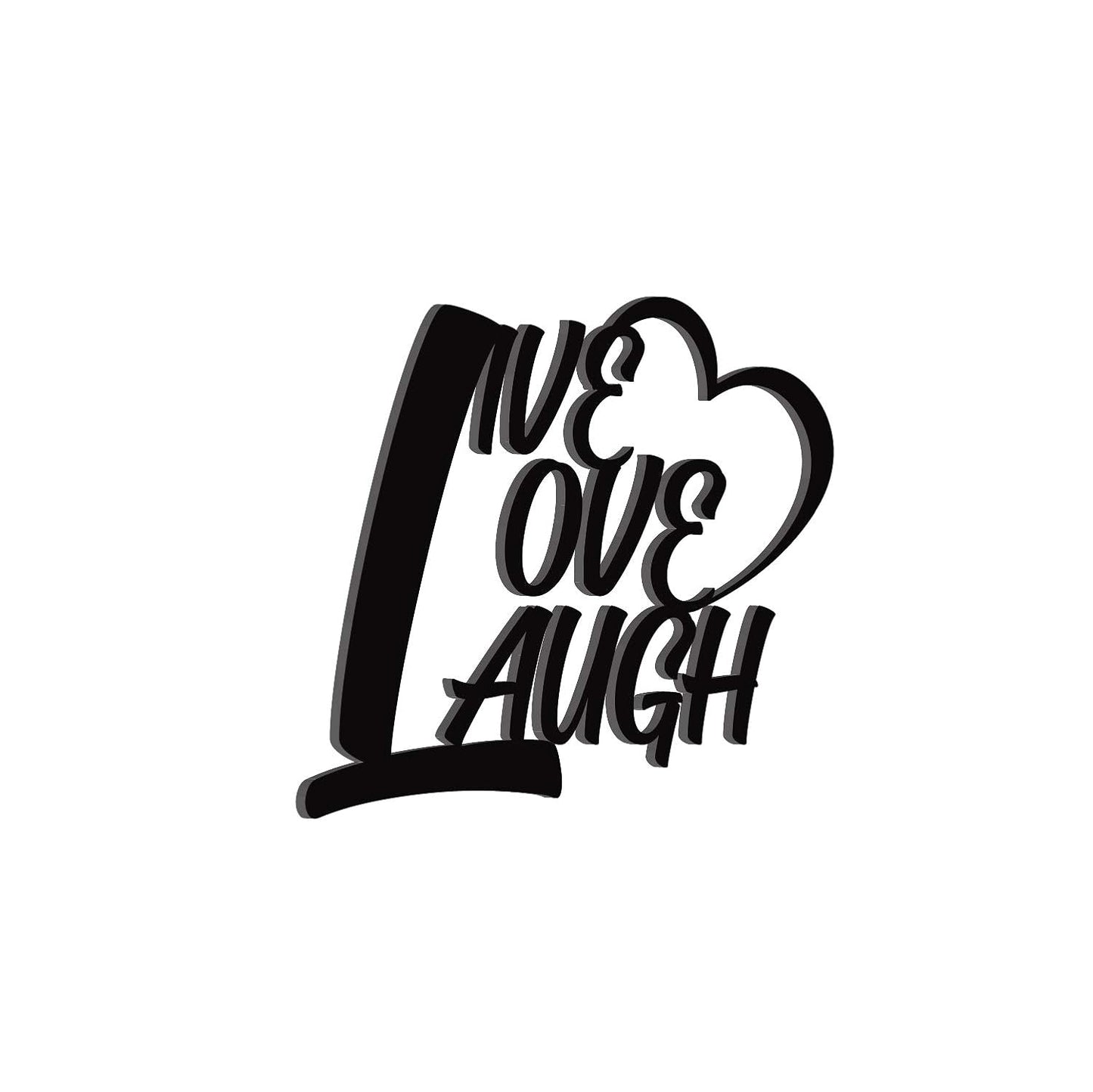 Ecraftindia Live Love Laugh Quote With Heart Black Engineered Wood Cutout Wall Art Decor | Inspirational Wall Hanging