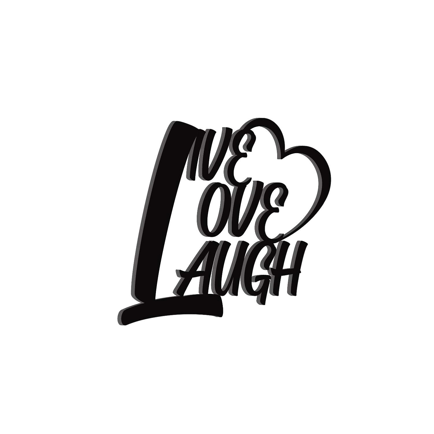 Ecraftindia Live Love Laugh Quote With Heart Black Engineered Wood Cutout Wall Art Decor | Inspirational Wall Hanging