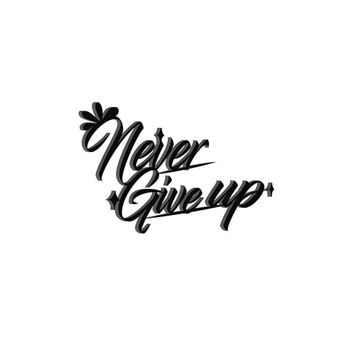 Ecraftindia Never Give Up Motivational Quote Black Engineered Wood Cutout Wall Art Decor
