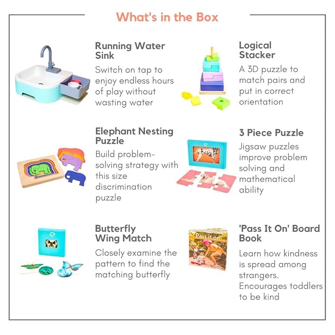 Curious Cub Montessori Learning Wooden Toys | Box 12 | Develop Problem/puzzle Solving | Hand-eye Coordination & Brain Development