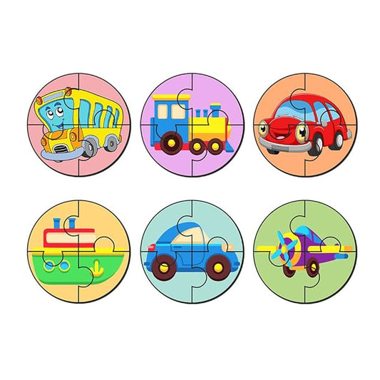 Artvibes Vehicle Premium Wooden Puzzles for Kids | Jigsaw Puzzles for Kids Age 2-5 | Toddlers Wooden 4 Pieces Puzzle | Set of 6