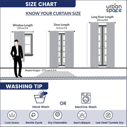 Urban Space Blackout Curtains for Window 5 Feet Set of 2, Thermal Insulated Curtains with Eyelets and Tiebacks Solid Curtain Soft GreyColour