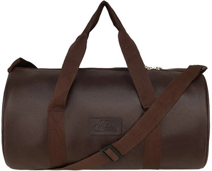 Leather World Vegan Leather 24 Cms Duffle/Shoulder/Gym Bag for Men & Women Brown Travel Friendly Bag Gifts for Men
