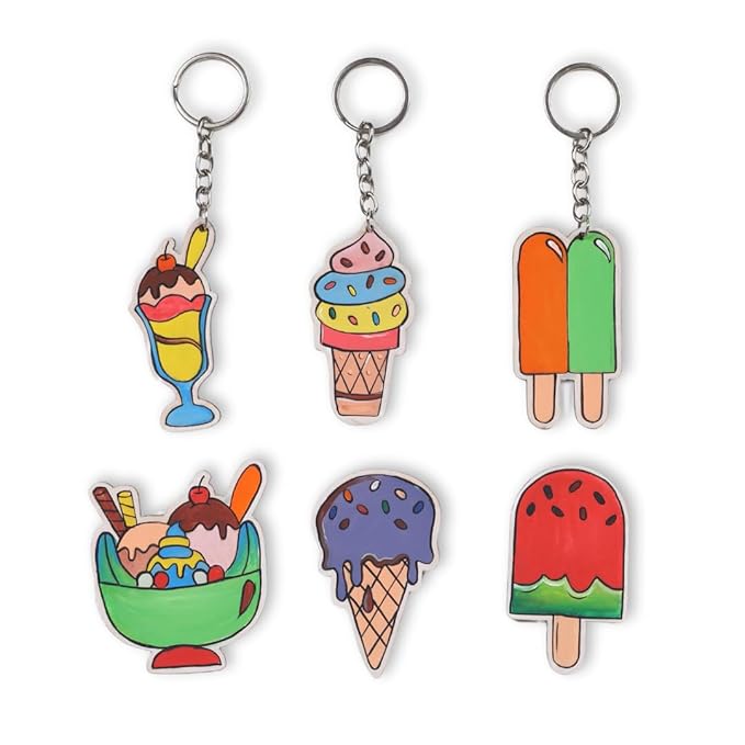 Hobby India Ice-cream Theme Keychains & Fridge Magnets Painting Kit's for 3+ Age Kid's | Best Art &m Craft Kits