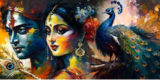 TULIP N TURTLE Krishna Radha Banner Diy Acrylic Paint By Number Kit For Kids Beginner Number Painting Kit Diy Canvas Painting By Number Wall Decoration Diy Painting Kit ,Multi-Coloured