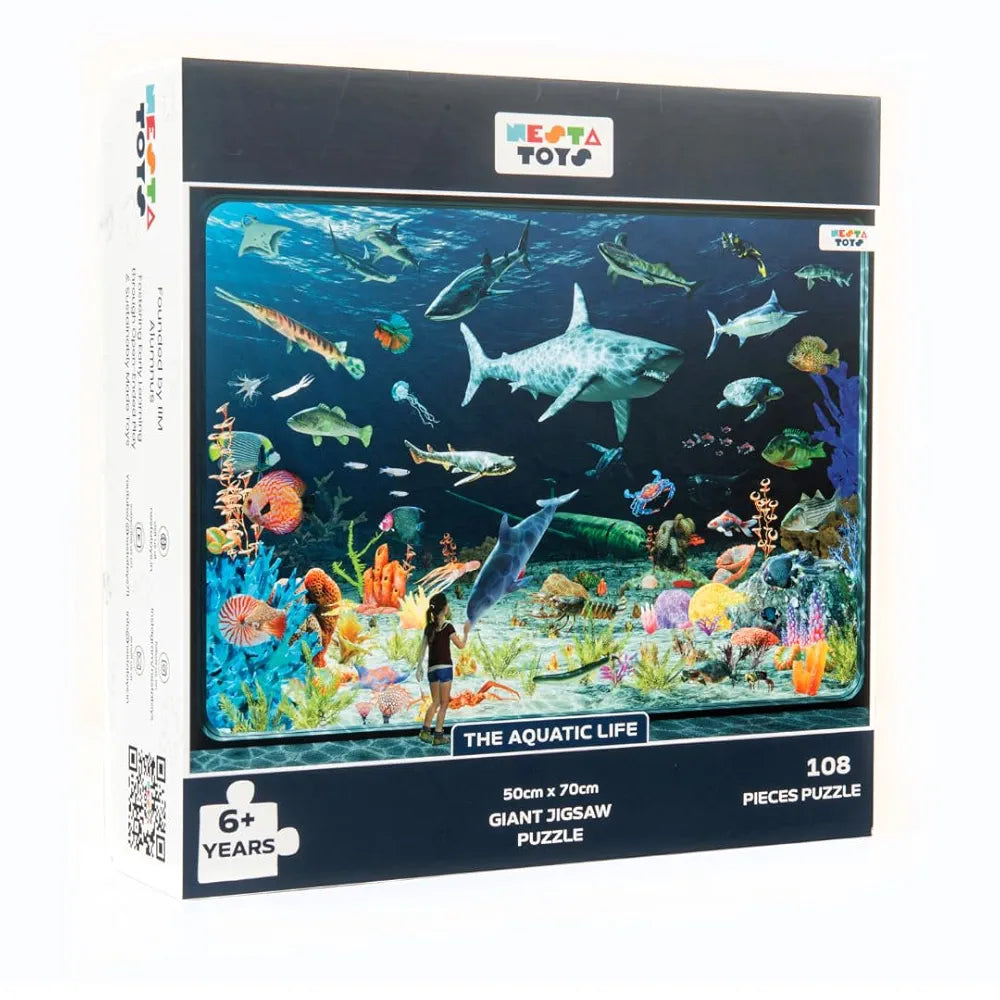 NESTA TOYS - Floor Puzzle & Game, Aquatic Life Jigsaw Puzzle, Educational Toy, Gifts for Boys & Girls Ages 6 to 14 | Learning Toys | 108 pcs, 70 x 50 cm