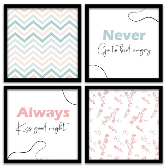 Kotart Never Go to Bed Angry Quotes Frames for Wall Decor Set of 4