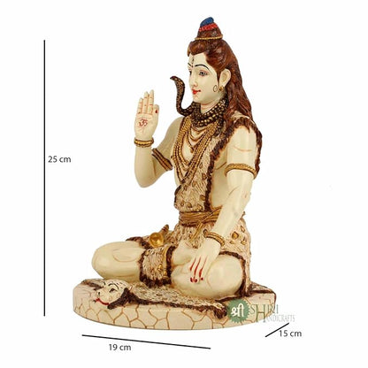 Indicast Resin 10" Inch Lord Shiva Sitting Fine Gold Painting Mahadev Shiva Idol Statue | Home Decor Handcrafted Shankara Murti