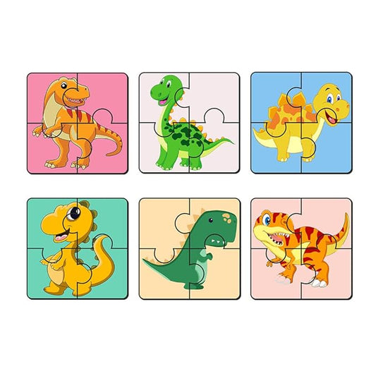 Artvibes Dinosaurs Wooden Jigsaw Puzzle Games for Children & Kids Age 2-5 | Toddler's Wooden 4 Pieces Puzzle | Set of 6