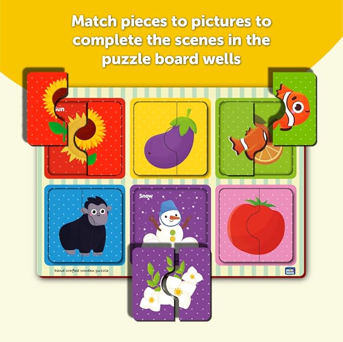 Mini Leaves 2 Piece Puzzle for Kids | Colors Jigsaw Puzzle | Set of 6 Wooden Puzzles for Kids | Educational Toys for Kids