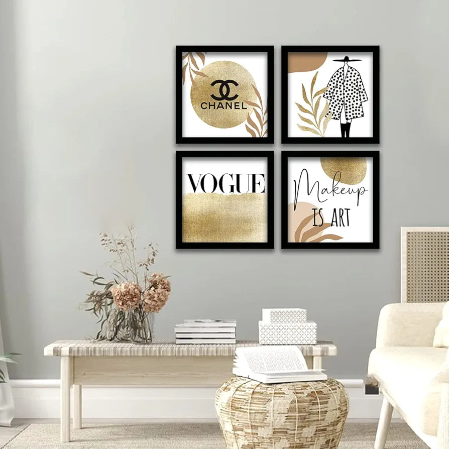 Kotart Wood Parlor Theme Frames For Salon Studio Wall Decor Set Of 4