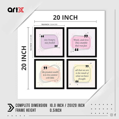 ArtX Paper Motivational Quotes Stay Hungry Stay Foolish Wall Art Painting With Frame Set of 4