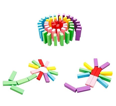 FunBlast Multi Coloured 48 PCS Blocks 4 Dices Wooden Building Stacking Toys Wooden Tumbling