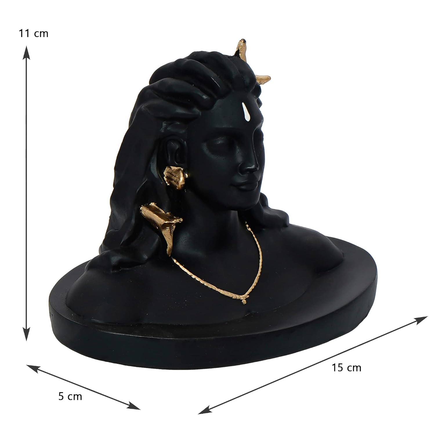 Ecraftindia Black Resin Handcrafted Adiyogi Shiva Statue for Car Dashboard | Lord Shiva Idol for Home