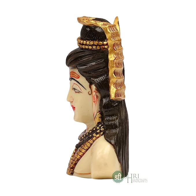 Indicast Resin 4" Inch Lord Shiva Head Painting Mahadev Shiva Idol Statue for Home Decor Handcrafted Shankara Murti