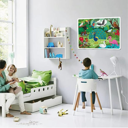 Mini Leaves 24 Piece Puzzle for Kids | Jungle Birds Wooden Jigsaw Floor Puzzle | Educational Toys for Kids