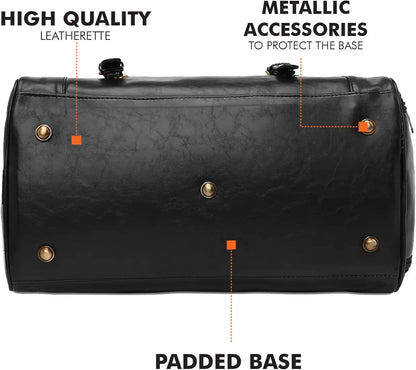 Fur Jaden Weekender Premium Duffle Bag with Shoe Pocket for Travel for Men and Women Made of Faux Leather with Attachable Shoulder Strap Cabin Holiday Bag 