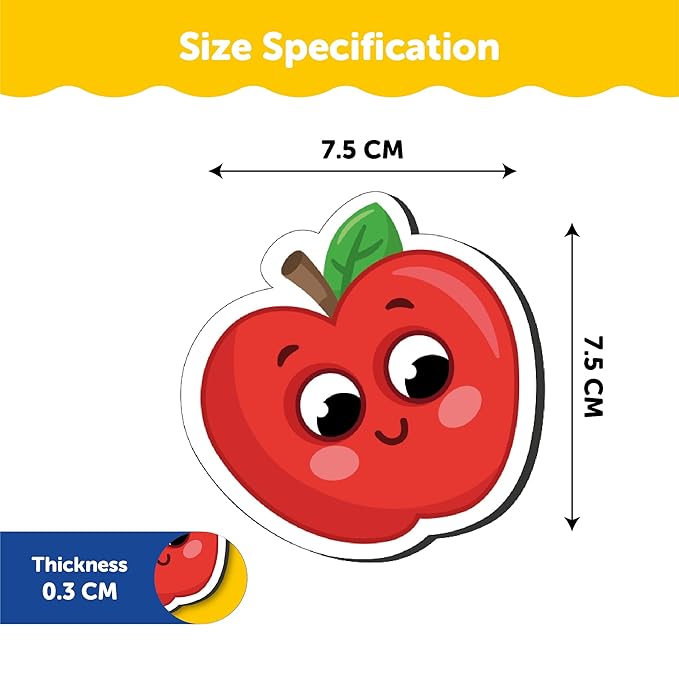 Mini Leaves Fruits Wooden Fridge Magnets | Colorful Shape Learning Toy Set | Preschool Refrigerator Magnet Toys