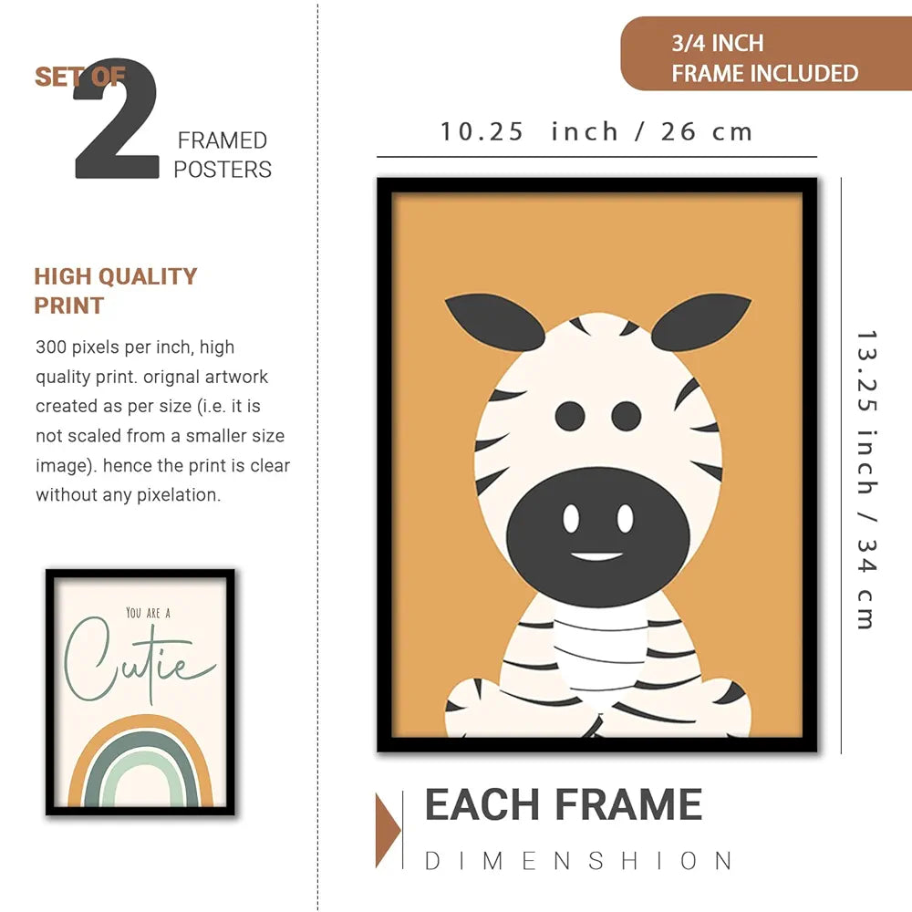 Kotart Lets Read Paintings with Frame for Kids Room Decor Educational Framed Wall Posters Set of 4