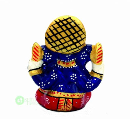 Shri Handicrafts Blessing Lord Ganesha With Metal Meenakari Painting Car Dashboard Idol Small Ganpati Statue