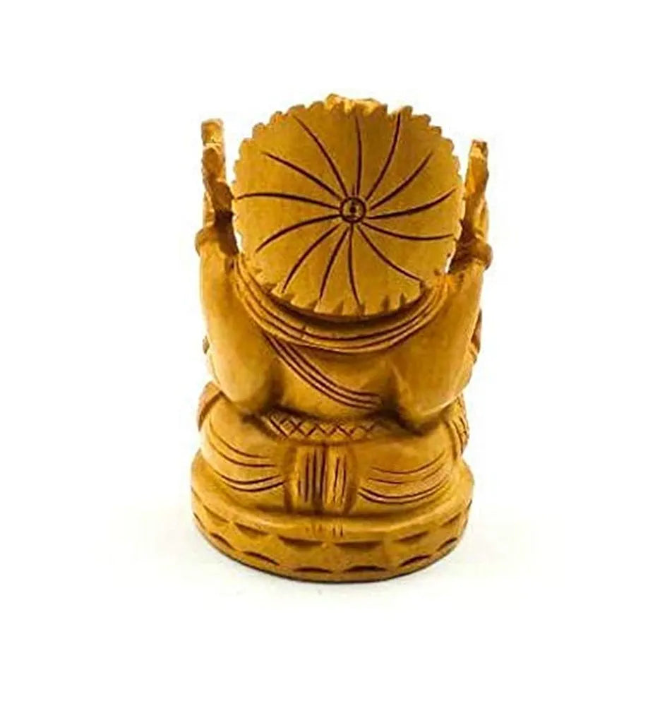 Shri Handicrafts 2" Hand Carved Lord Ganesha Wooden Idol