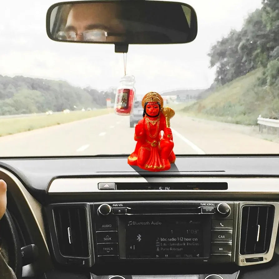 Unovate Orange Lord Hanuman Idol for Car Dashboard