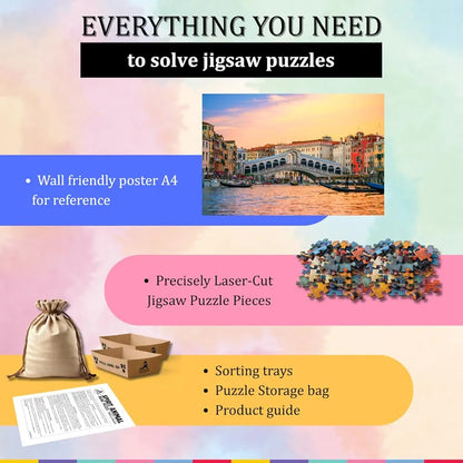 Playhills Sunset at Rialto Bridge,Venice 252 pcs Jigsaw Puzzle for Kids and Adults | Focus and Mind Relaxation Puzzles - Ideal Gift for Children