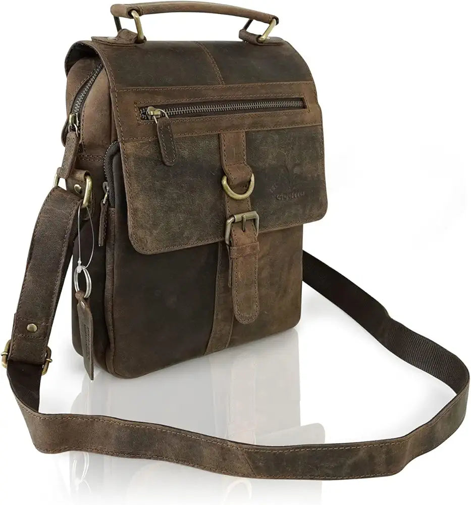 Goatter Men's Hunter Leather 11 Inch Messenger Bag [GTHT-12] 