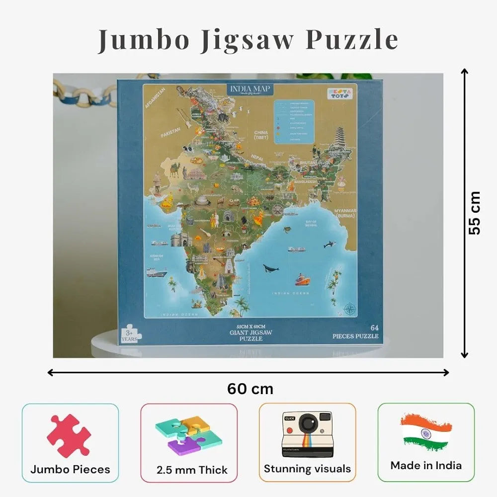 NESTA TOYS - Floor Puzzle & Game - India Map, Jigsaw & Toddler Puzzles, Educational Toy, Gifts for Boys & Girls Ages 3, 4, 5, 6, 7 | Geography for Kids 