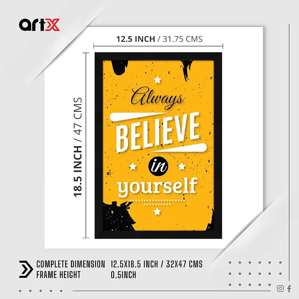 ArtX Paper Motivational Quote Always Believe In Yourself Wall Frame Art Painting