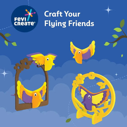 Fevicreate Build-n-Create Foam-Tastic Bird Hangings Kit | Foam Craft | Colourful Unicorn Greeting Cards | Travel Friendly | Screen-Free Play | Gifting | Ages 5 +