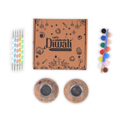 Hobby India Diy Diwali Candle Holder Painting Kit – Handcrafted Wooden Tealight Holders With Painting Supplies | Festive Home Decor