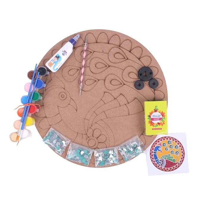 Hobby India Diy Lippan Art Mandala Painting and Craft Kit | Complete Set With Wooden Mandala Board