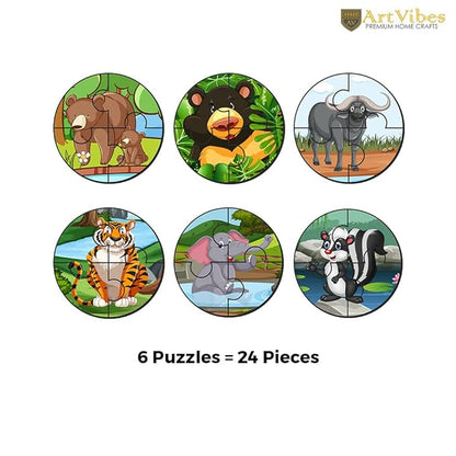 Artvibes Cute Animals Premium Wooden Puzzles for Kids Age 2-5 | 4 Piece Puzzles | Toddlers Wooden Puzzle | Set of 6