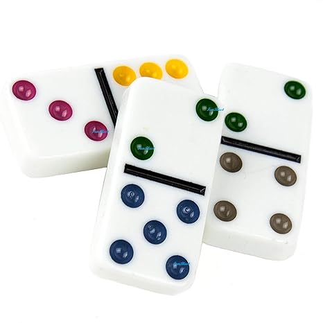 FunBlast Double 6 Color Dot Game Set White Dominoes 28 Piece Set Toy in Tin Case 6 Dot Educational Game