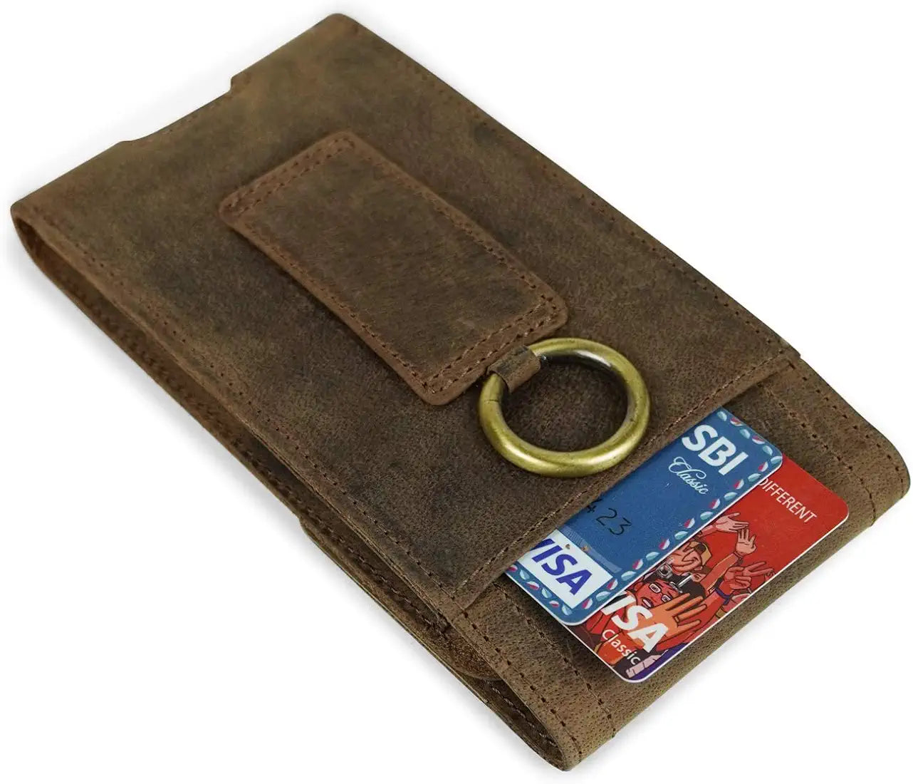 Goatter Unisex Hunter Leather All With 6.5" Inch Backcase For iPhone 12 Pro Mobile Pouch Coffee Color [Got-20-04]