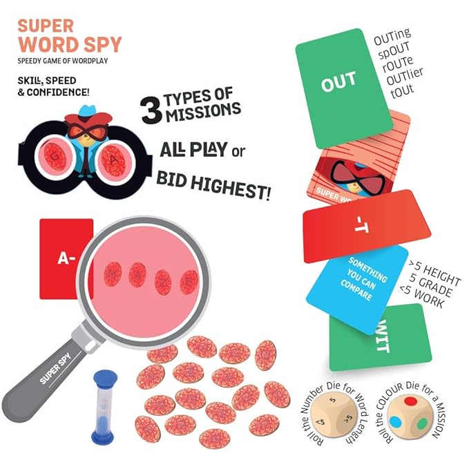 Chalk and Chuckles Super Word Spy - Fun Family Word Game, Kids and Adults | Educational Board Games