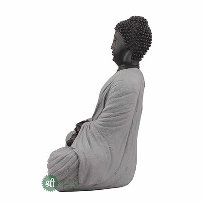 Indicast Polyresin Buddha Idol for Home Decoration | Black and Off White