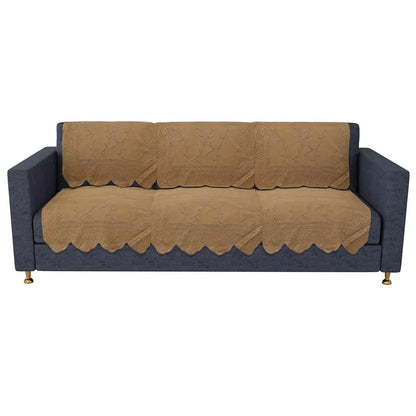 Kuber Industries 5-Seater Sofa Cover for Home Decor Self Ginger Sofa Cover Set Golden Colour