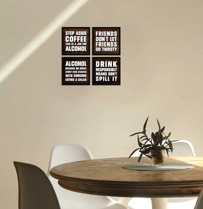ArtX Motivational Quirky Funny Bar Quotes Wall Art Painting AXJ00105-ALC Framed Posters Set of 4